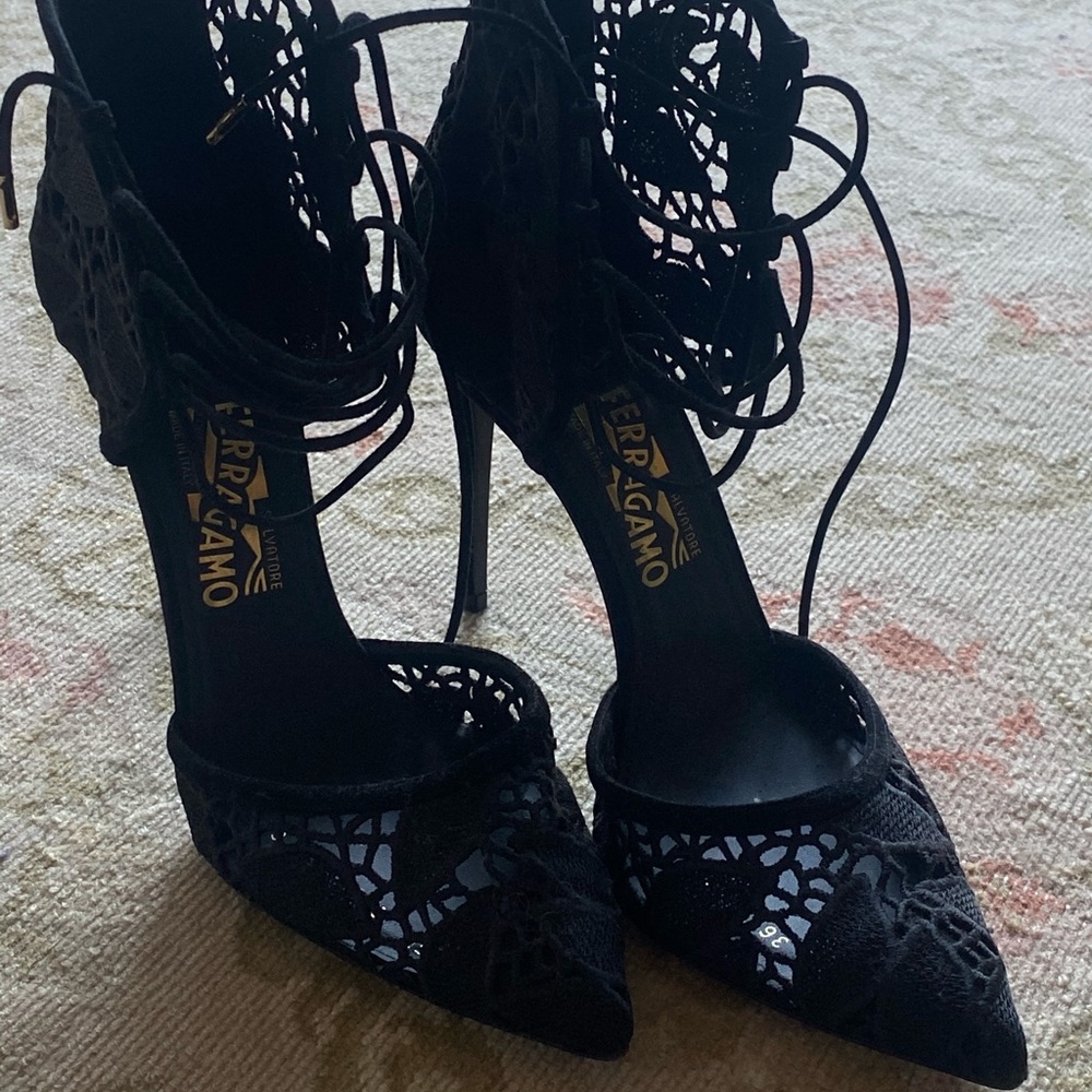 Black Salvatore Ferragamo heels